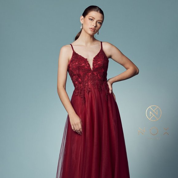 NEW BURGUNDY OFF THE SHOULDER LONG A-LINE DRESS WITH FLUFFY SKIRT AND ZIP NXR357 - Picture 3 of 7